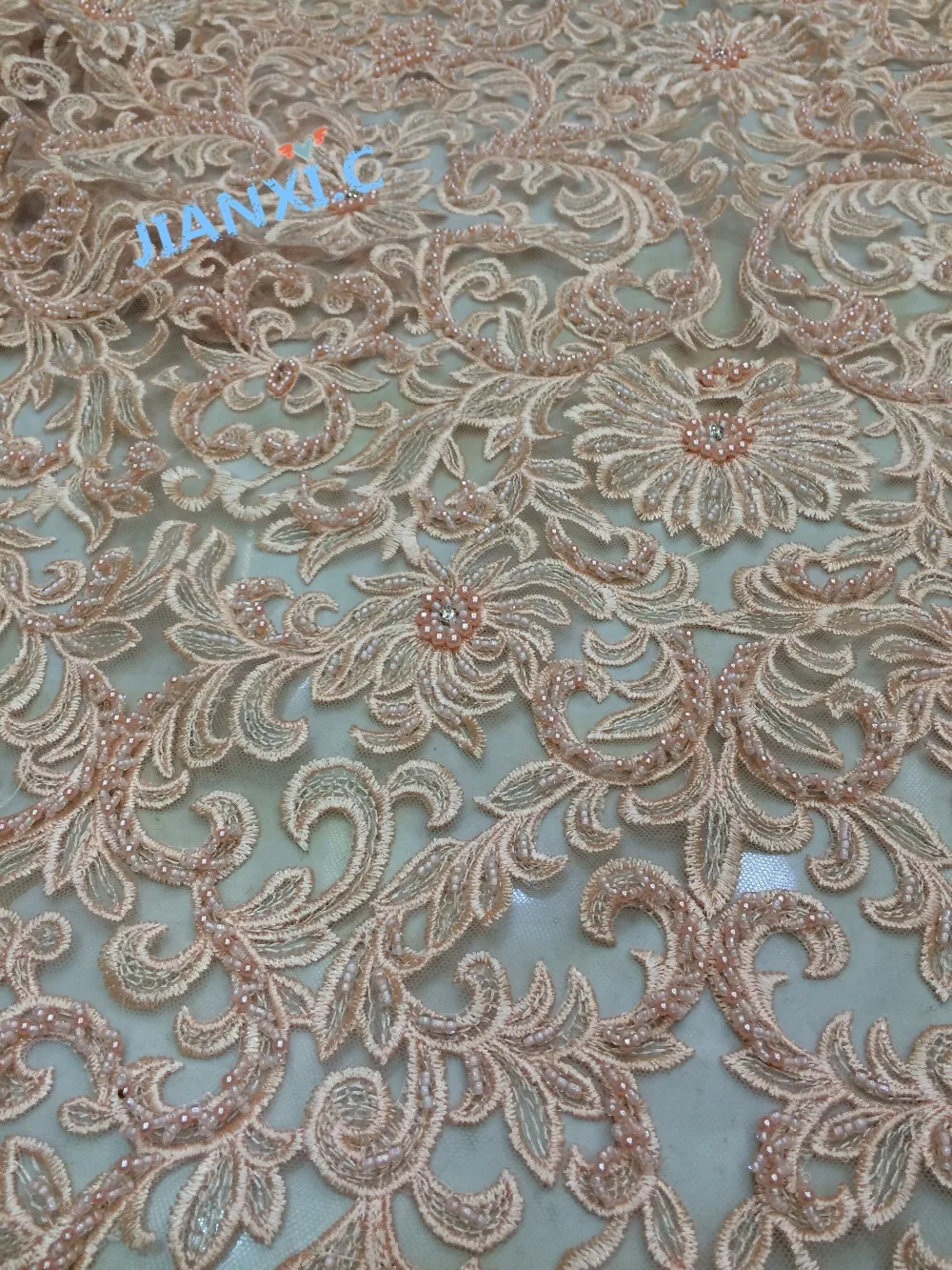 Latest CiCi-120928 French net lace fabric beaded African tulle lace fabric
