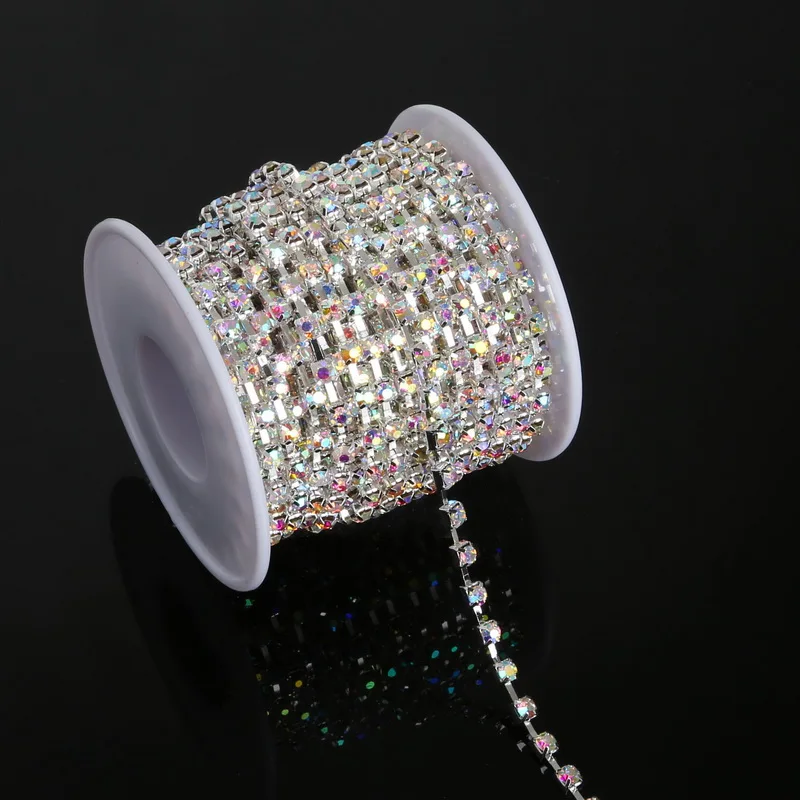 Хит продаж цепочка из горного хрусталя белая AB SS6 SS10 SS12 Серебряная цветная для