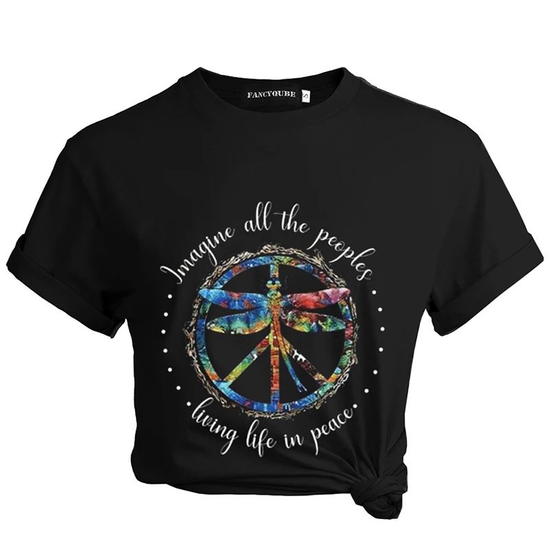 Женская футболка с надписью I'm Most peace love and светильник, женские летние свободные футболки, camiseta mujer S-XL