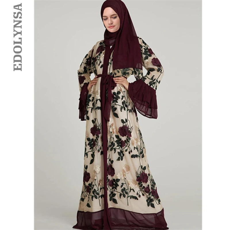 Женское кимоно с блестками Abaya мусульманское платье вышивкой в стиле Рамадан