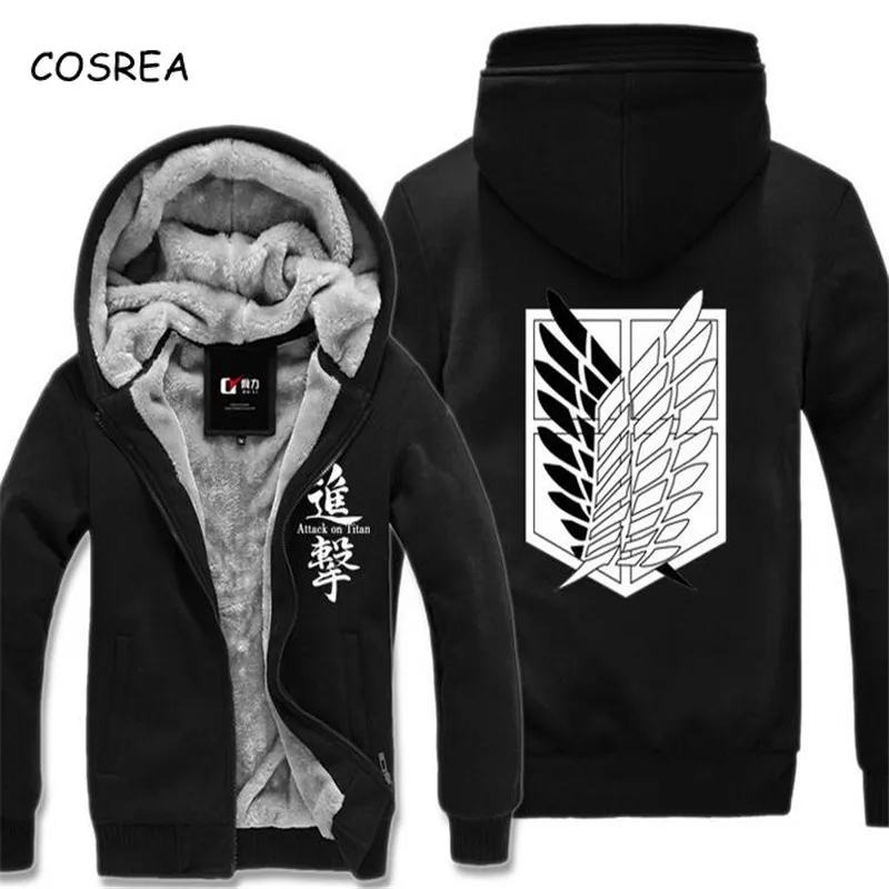 

Anime Attack on Titan Print Cosplay Girls Hoodie Sweatshirt Men Hoodies Zipper Winter Coat Warm Attack of The Titans Clothes