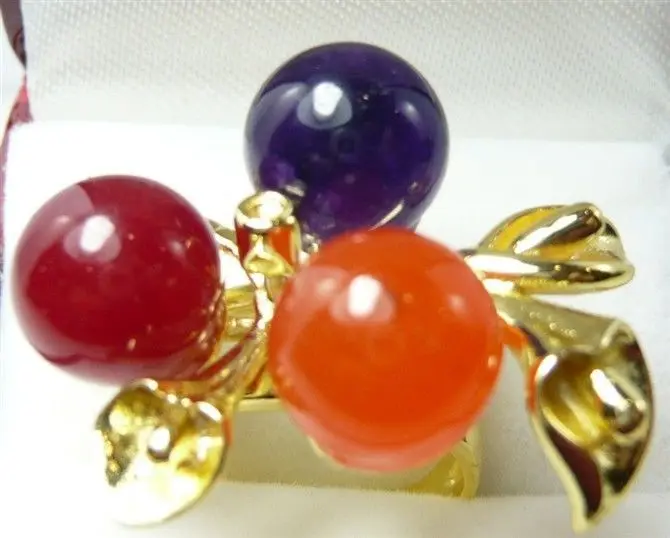 Идеальное сочетание 8 мм смешанных цветов красный оранжевый и фиолетовый jade18KGP