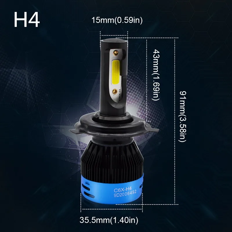 Safego 2 шт. H4 H7 H8 H9 H11 светодиодный фар автомобиля 30 W 12 V COB светодиодный лампы для передних фар(Подол короче спереди и длиннее сзади) Луч Авто C6X фары 3200LM 6000 K белый