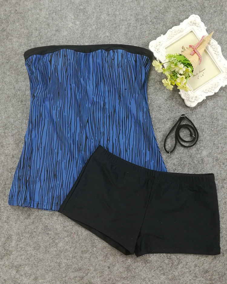 Двойка Купальники Костюм бандо Танкини С Boyshort для Для женщин Sliing пикантные