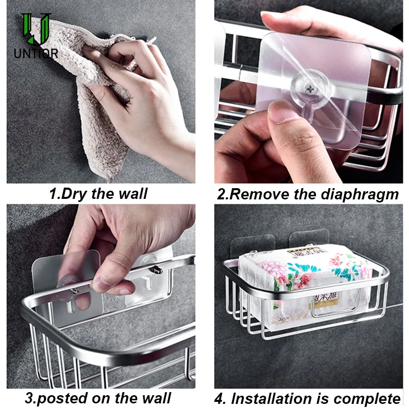 UNTIOR Stainless Steel Toilet Paper Basket Holder Wall-mounted Bathroom Kitchen Paper Tissue Box Toilet Paper Holder with Shelf