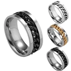Спиннер панк Черное кольцо-цепочка для мужчин Панк титановая сталь металлические украшения для пальцев
