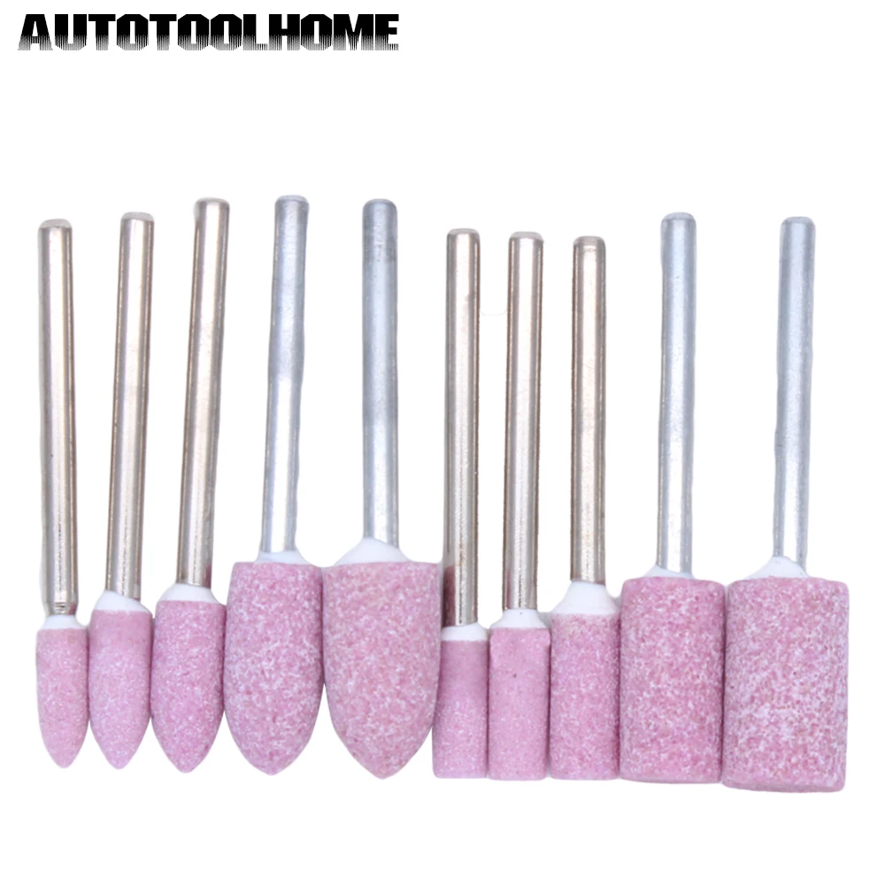 AUTOTOOLHOME 10 шт. абразивный монтируемый камень цилиндрический для Dremel 3000 4000 вращающиеся инструменты шлифовальный камень головка колеса