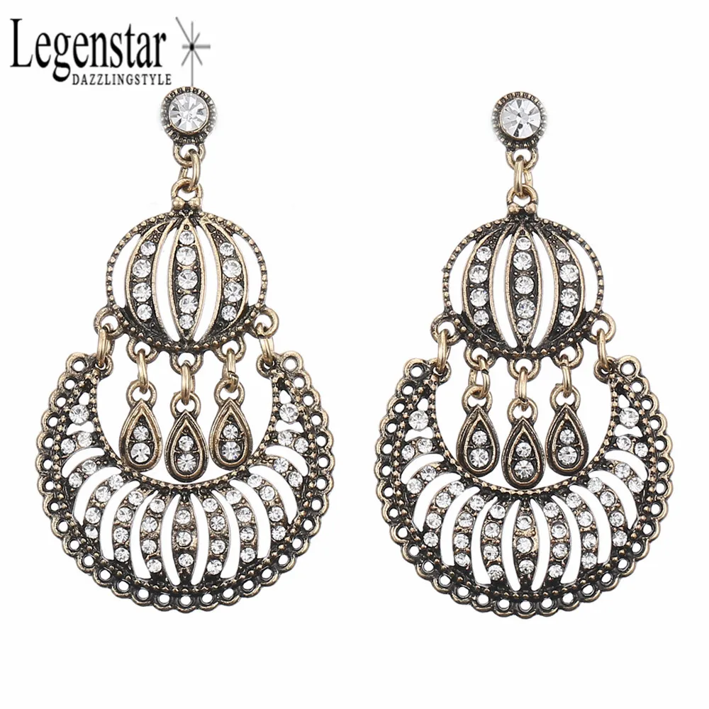Retro earring for women Plated Bronze rhinestone charm earrings wedding tassel jewelry Boucles d'oreilles pendientes mujer 2019 |
