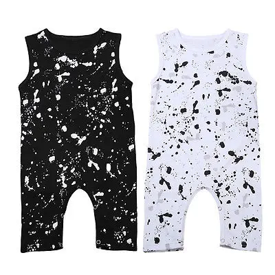 2017 летние хлопковые комбинезоны в горошек без рукавов для маленьких мальчиков и