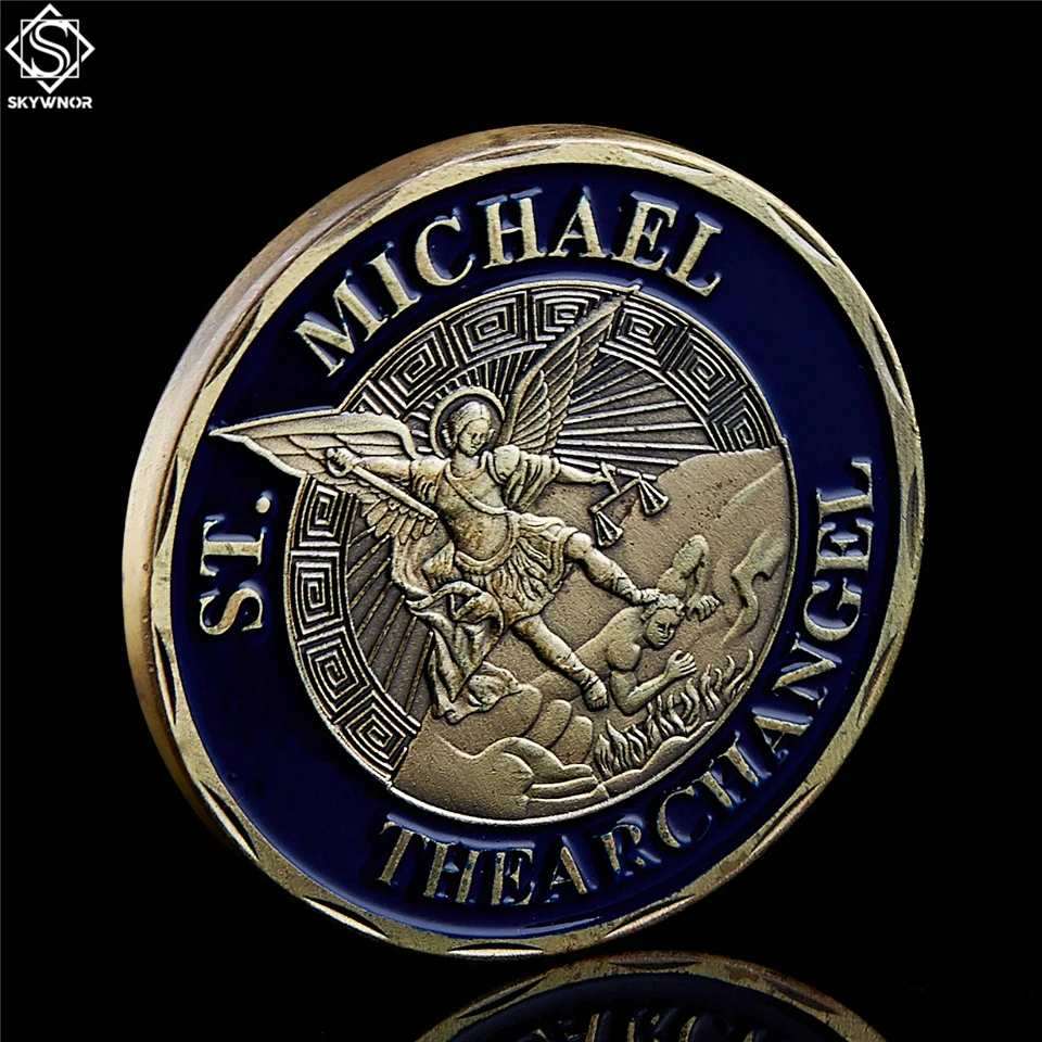 5 шт./лот США Archangel St Michael Our pould Officer Patron Saint Challenge Copper Coin|Безвалютные монеты| |