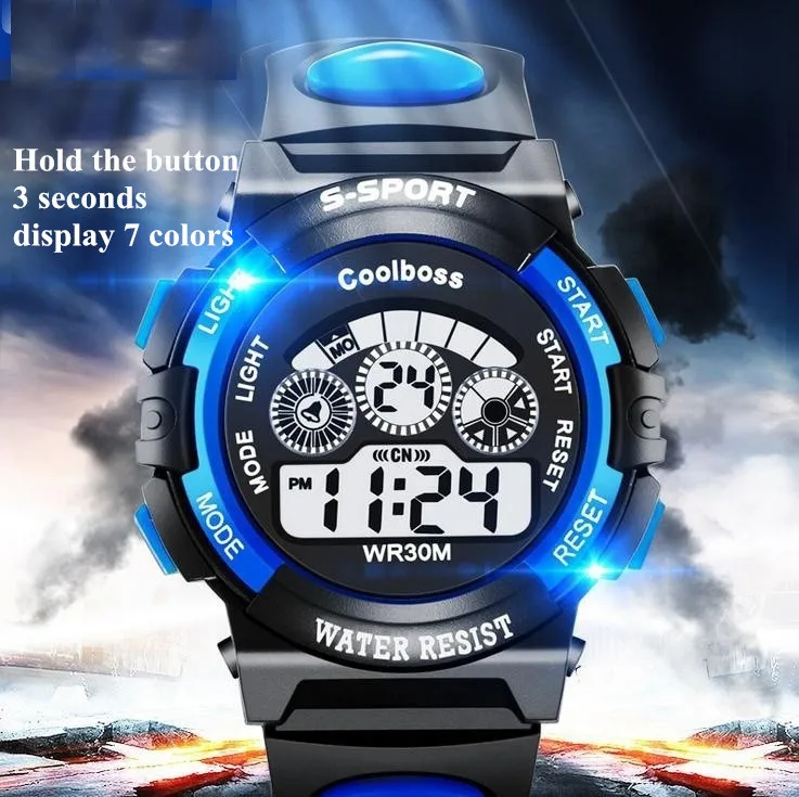 

Waterproof Children Boy Digital Led Quartz Alarm Date Sports Wrist Watch Children's Watch Electronic Waterproof Watch