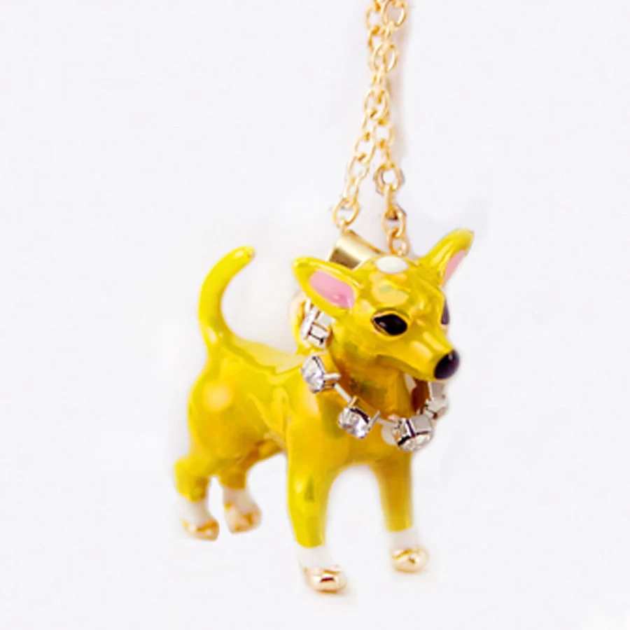 Очаровательное эмалированное маленькое желтое ожерелье для собаки модная