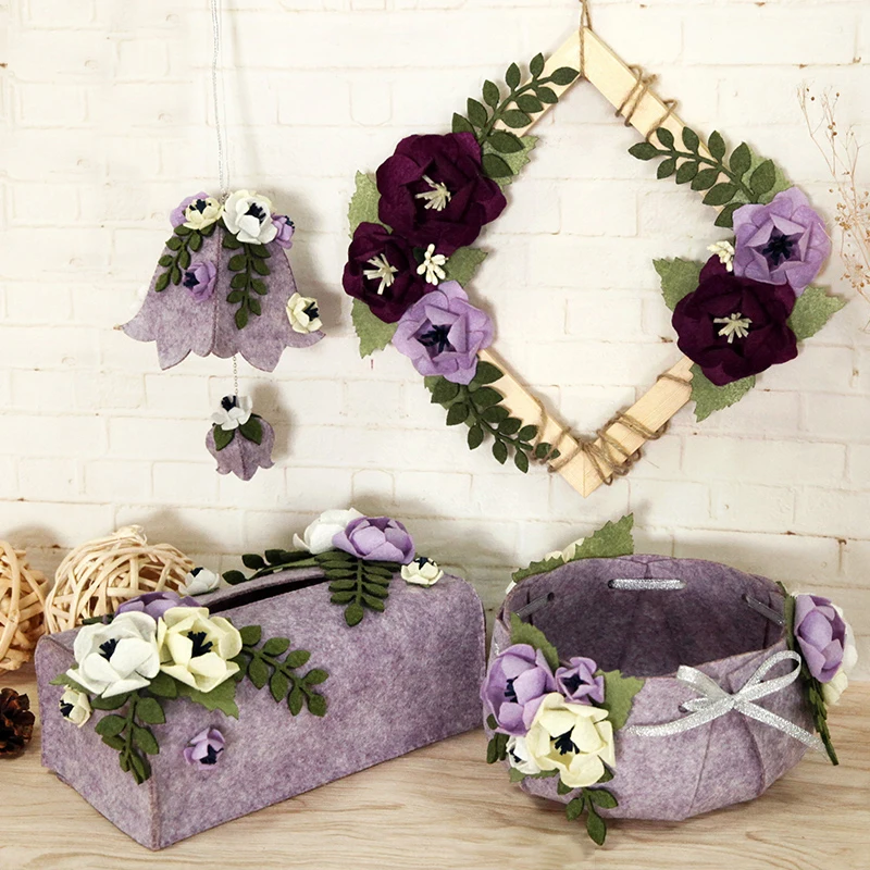 Ручная работа 4 комбинации фиолетовый фетровый цветок кулон/коробка для