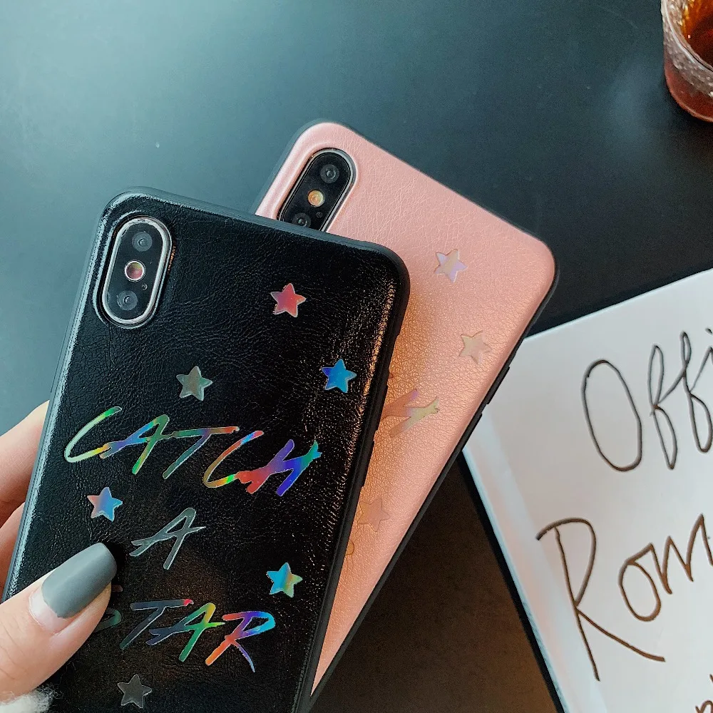 XS Max чехол для телефона iPhone X XR 6 6S 7 8 Plus лазерный цветной 7Plus PU силиконовый