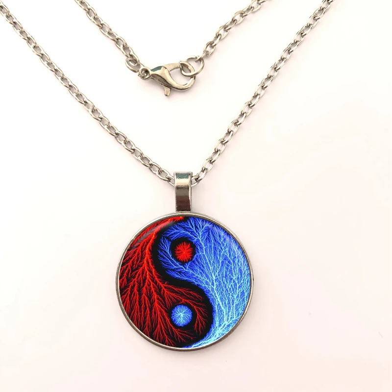 Ожерелье с подвеской Yin Yang ожерелье из стекла купольное модное кристаллом для