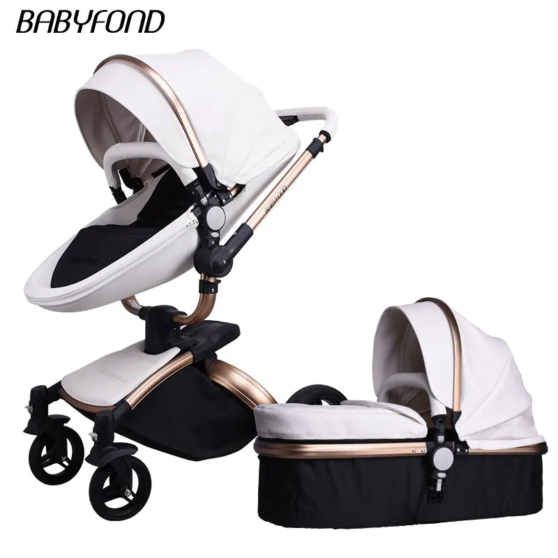 J Babyfond Роскошная детская коляска 2 в 1, европейская детская коляска s, брендовая детская коляска розового и черного цветов из искусственной кожи, удобная Высококачественная детская коляска - Цвет: J