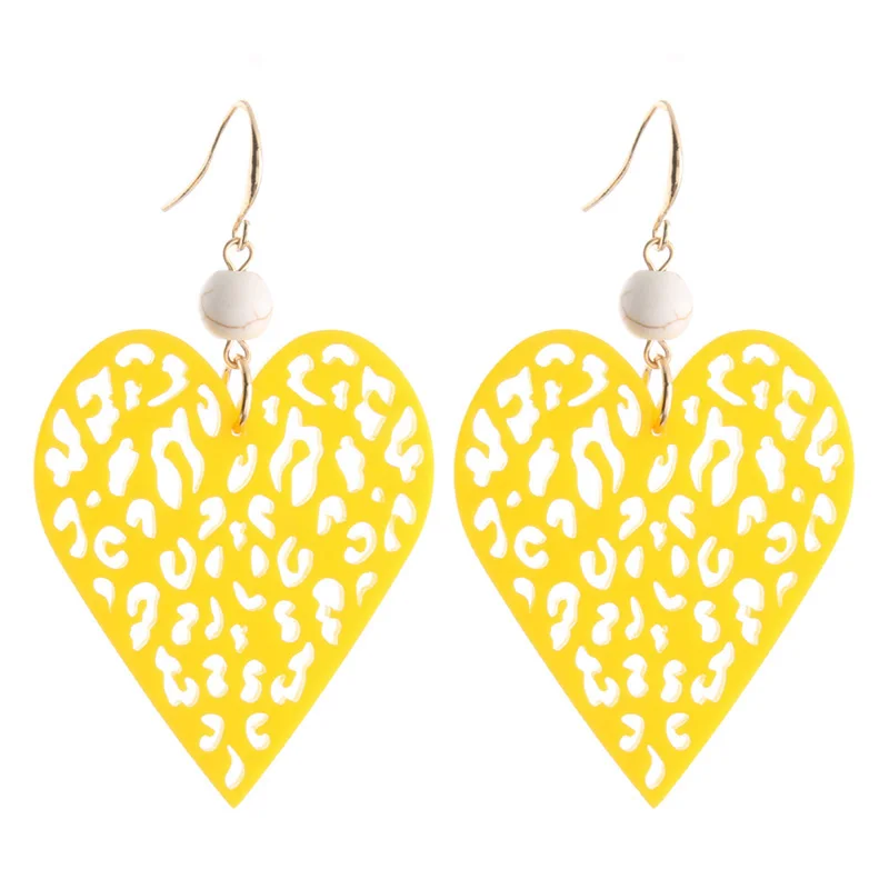 Длинные серьги в форме сердца NeeFu WoFu большие из натурального камня для женщин