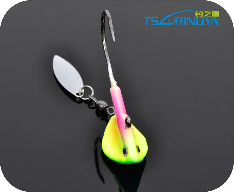 Trulinoya вращающийся джиг голова Fishinghook 7g 14g с Одиночная колючая крючок оранжевые блестки металлический рыболовный крючок Приманка