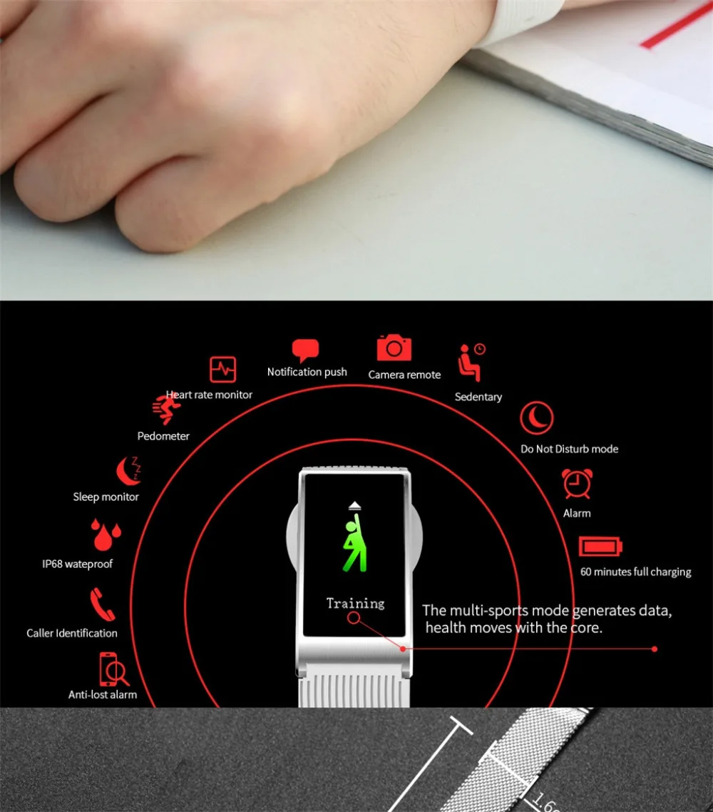 Смарт-часы IP68 для спорта и фитнеса с монитором сердечного ритма IOS/Andorid цветной