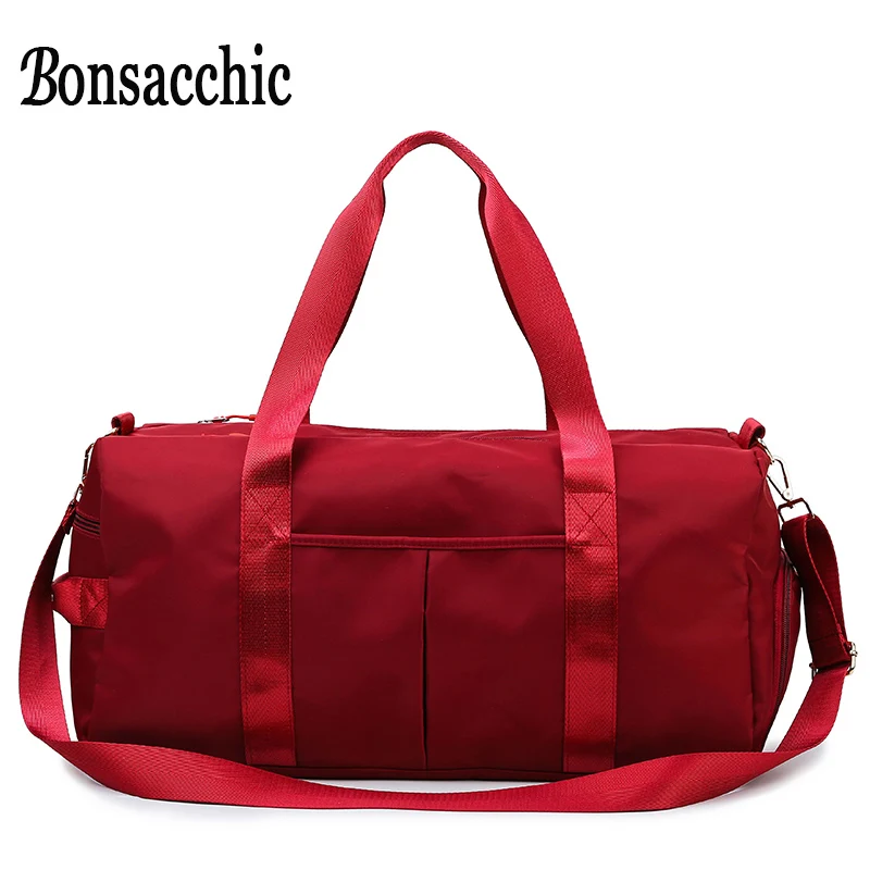 Bonsacchic нейлоновые дорожные сумки женские большой емкости багаж вещевой мешок