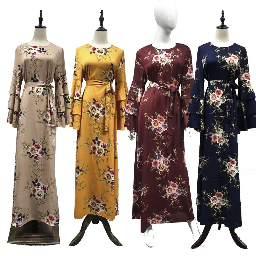 Женское платье макси с длинным рукавом и цветочным принтом | Тематическая одежда