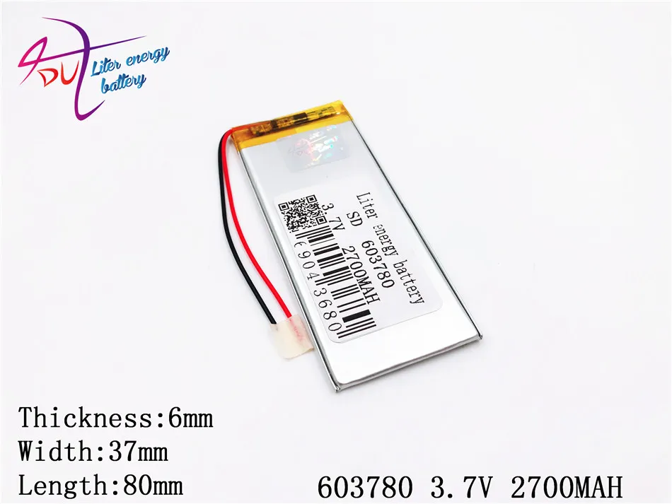 3 7 V 2700 mAh 603780 литий полимерный Li Po ионно литиевый аккумулятор ячейки для Mp3 MP4 MP5 gps