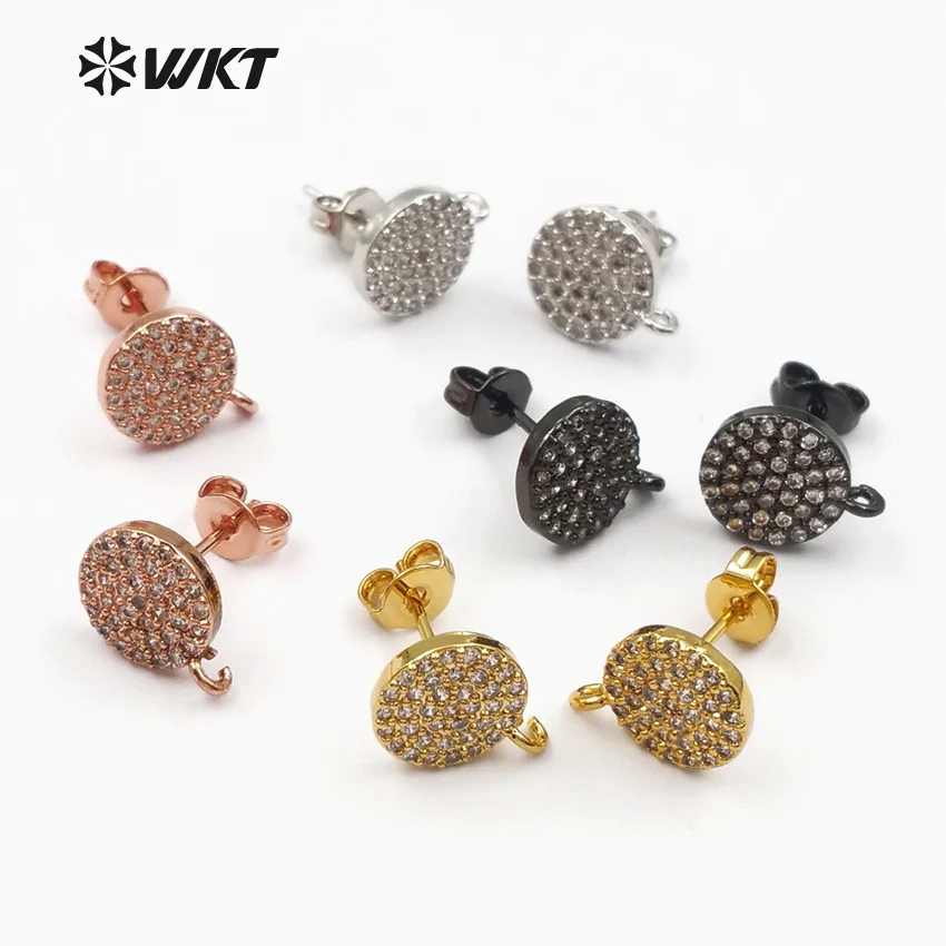 

WKT JF327 New designed Round Female Stud Earrings With Cubic Zirconia Pave Delicate And Elegant Lady's Stud Earrings