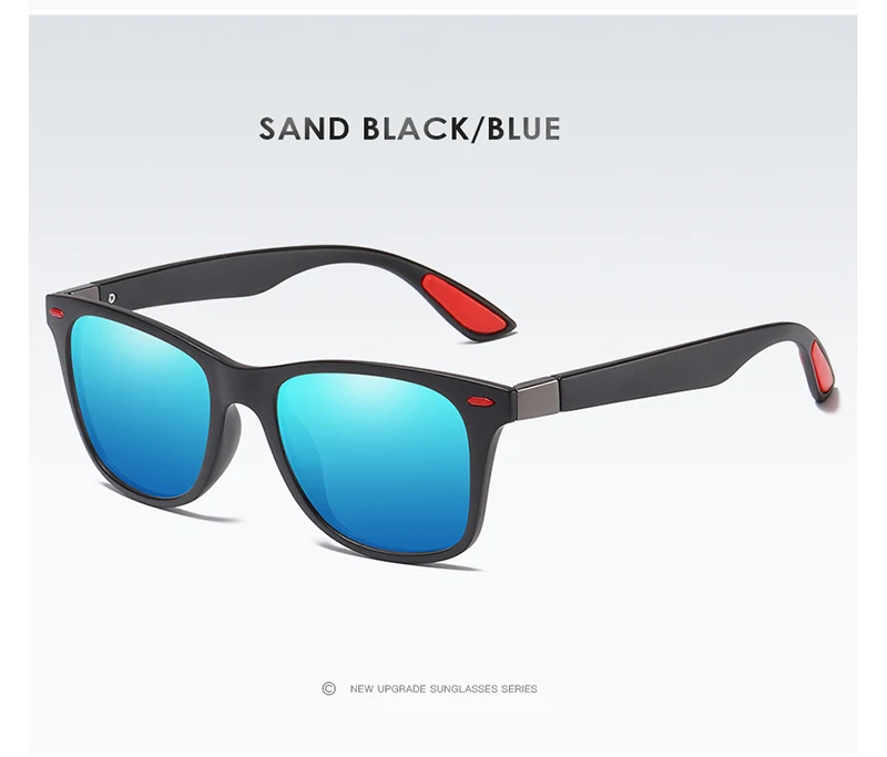 Sand-Black Blue Поляризованные очки Aoron для мужчин и женщин классический ретро дизайн квадратная оправа солнцезащитные очки УФ Защита - Цвет линз: Sand-Black Blue