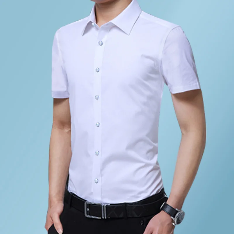 Качественные однотонные Цвет Мужская Повседневная рубашка Slim Fit Новая мода с