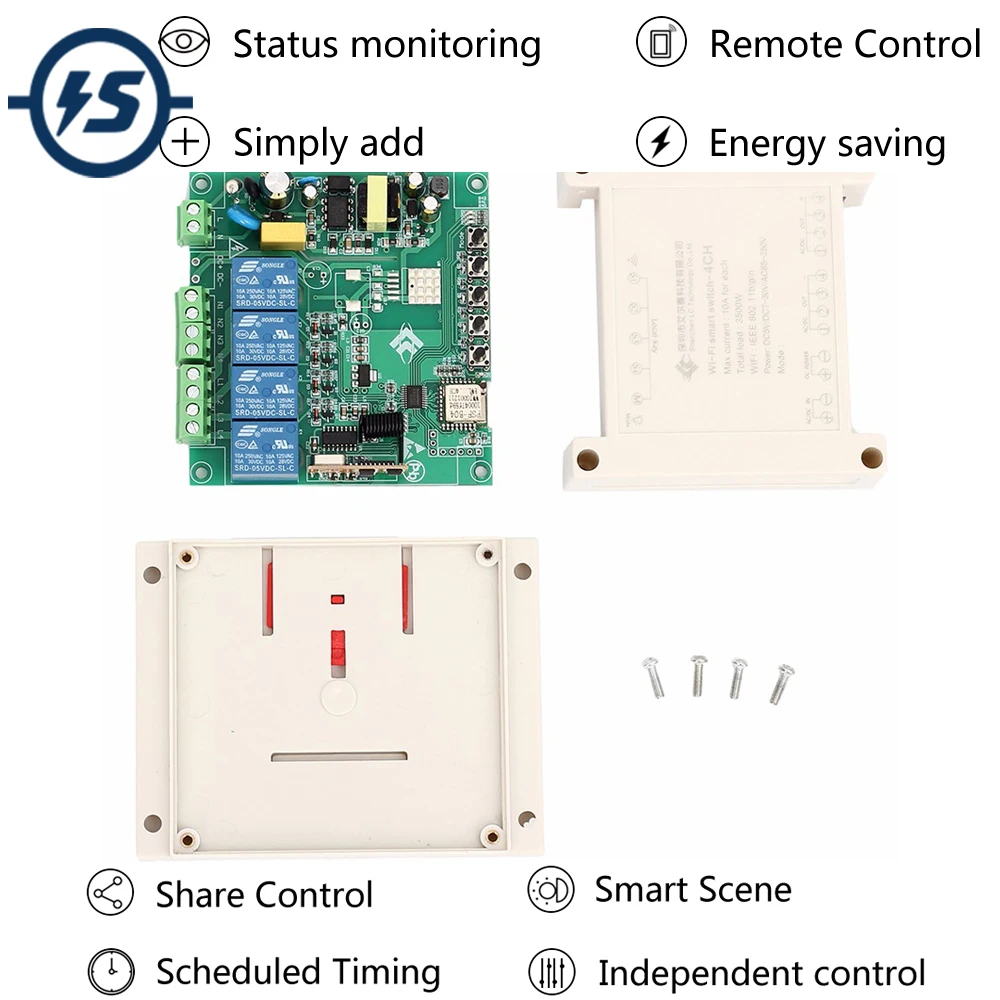 AC 220V 433MHz 4CH Inching самоблокирующийся блокировочный WIFI релейный контроллер