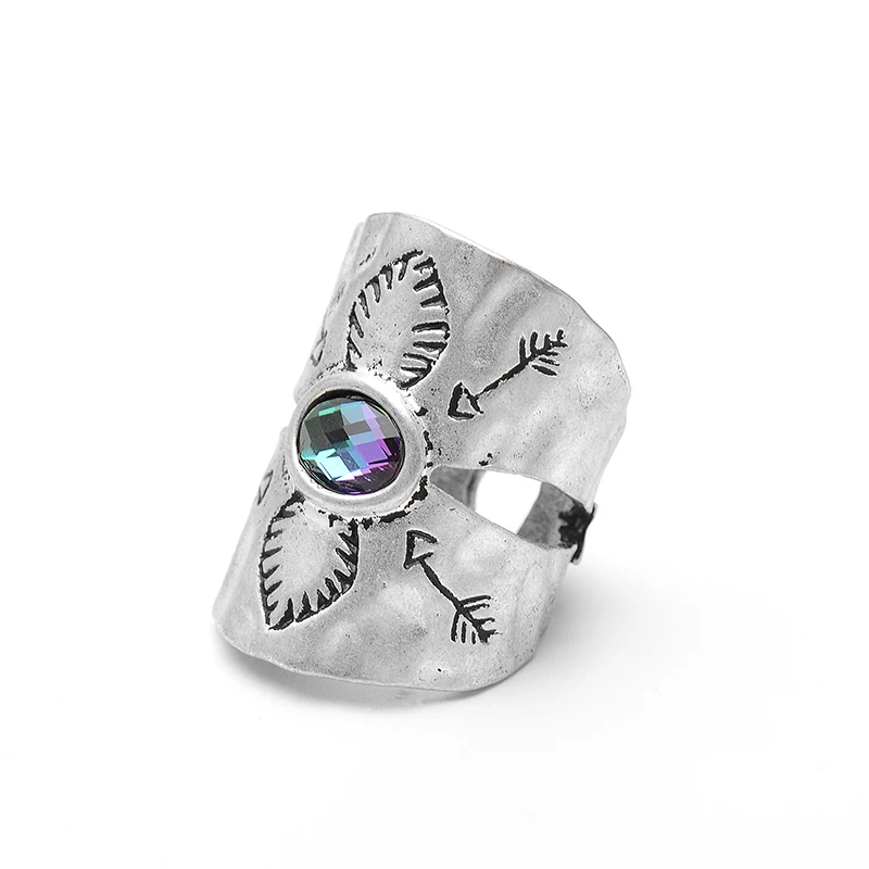 Для женщин богемные широкое кольцо ювелирные изделия с разукрашенными Стекло