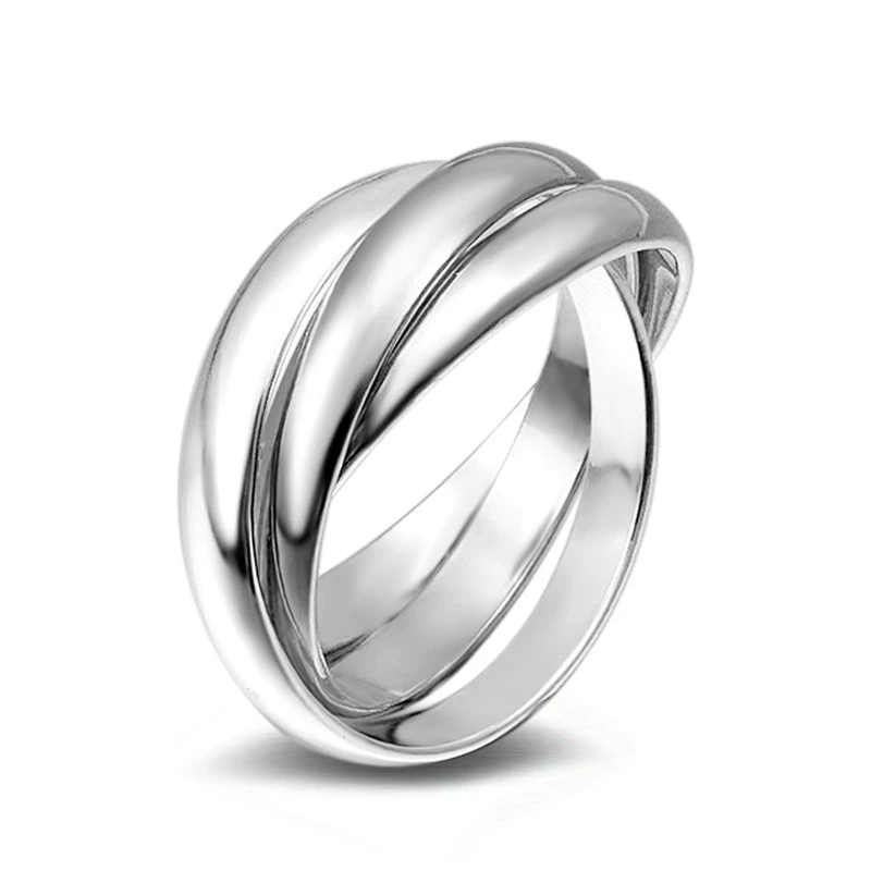 silver OMHXZJ, модные вечерние кольца для женщин и девушек, подарок на свадьбу, серебряное кольцо с тремя кругами, 925 пробы, RN276 - Цвет камня: silver