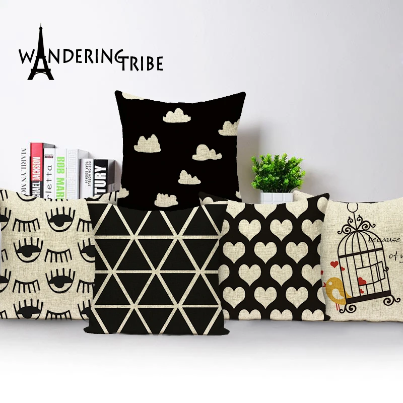 Новинка 2019 черно белые геометрические чехлы для подушек домашние диванные