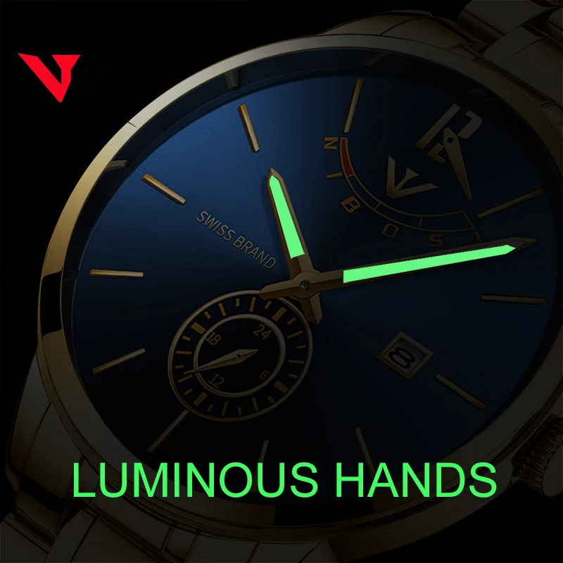 

NIBOSI Gold Watch Men Luxury Brand 2019 Fashion Quartz Wristwatch Waterproof Casual Male Clock Stainless Steel Relogio Masculino