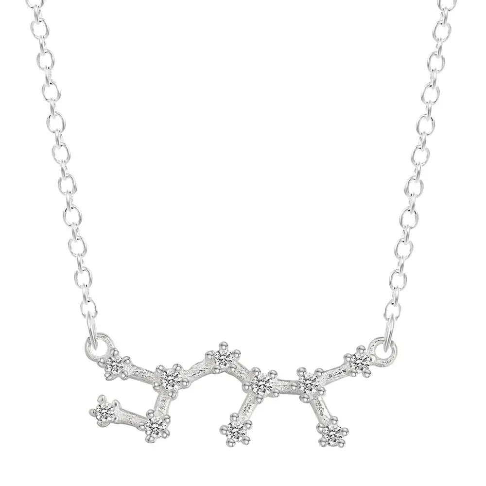 QIAMNI, 925 пробы, серебро, 12 звезд, знаки зодиака, созвездие, гороскоп, астрология, ожерелье с изображением Галактики, подарок на день рождения для женщин и мужчин - Окраска металла: Sagittarius