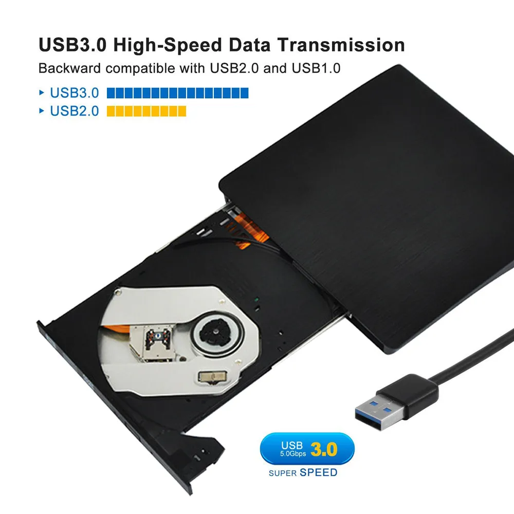 100% Абсолютно Новый USB 3 0 внешний DVD CD привод Высокоскоростная передача данных DVDRW