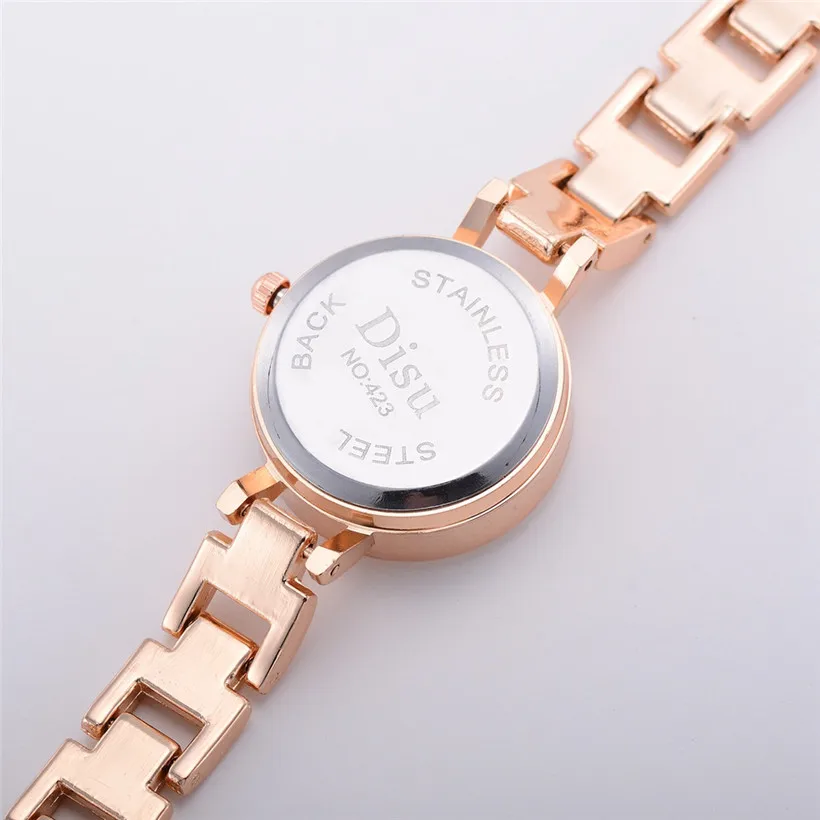 

DISU Brand Women Watch Fashion Bracelet Rose Silver Dress Crystal Luxury Quartz Wristwatch Ladies Vintage Clock Watches Women