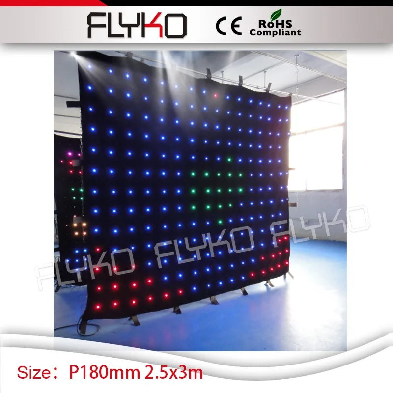 

Flyko stage High tech programble P180mm dj video wedding backdrop led video curtain 2.5m high * 3m width