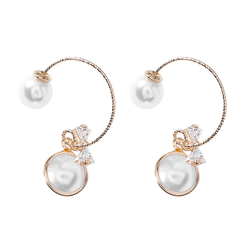 JRYFAC New Arrival Butterfly-knotted Crystal Pearl Dangle Earrings For Women Gold Color Trendy Elegant Drop Whloesale | Украшения и