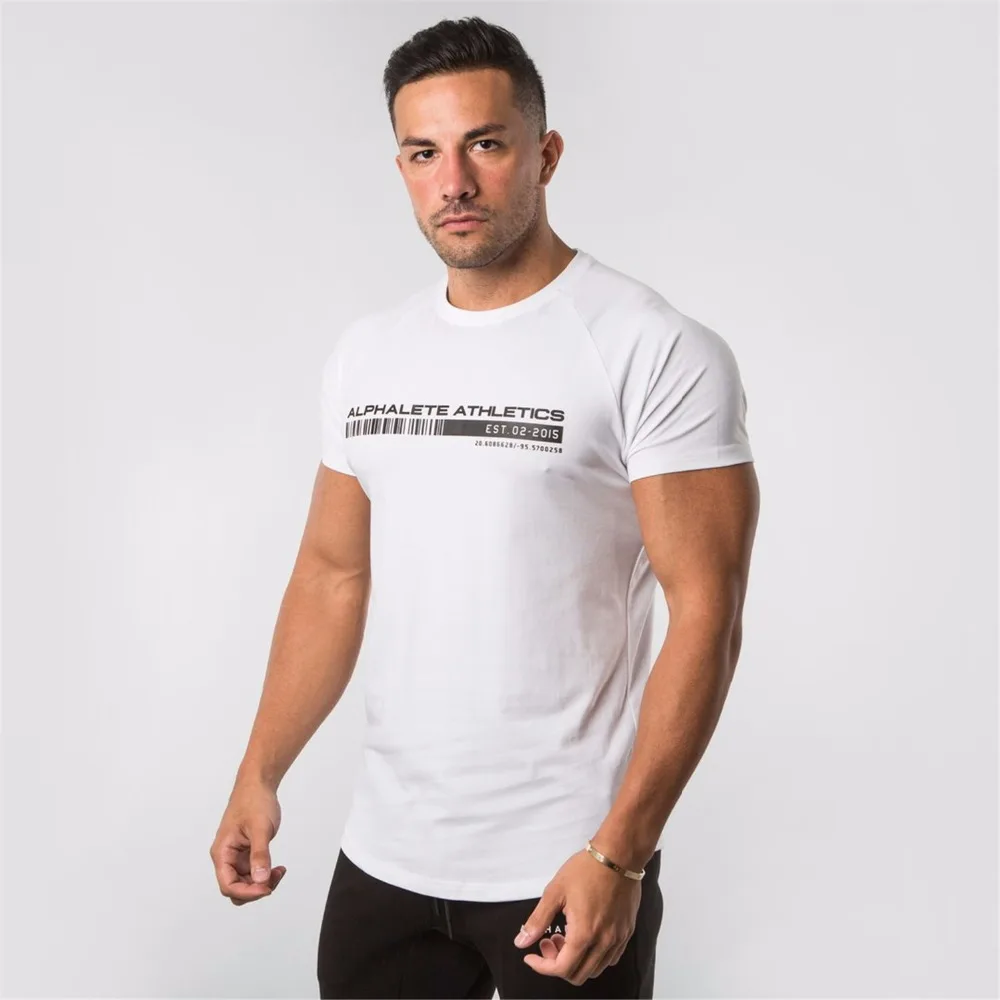 Мужская футболка с коротким рукавом ALPHALETE хлопковые футболки для фитнеса