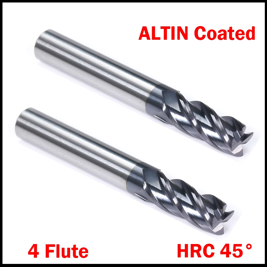 

5mm 6mm Cuttiing Edge 4 Flute HRC45 Solid Carbide Micro Grain Altin Coated Flat End EndMill CNC Tool Milling Cutter