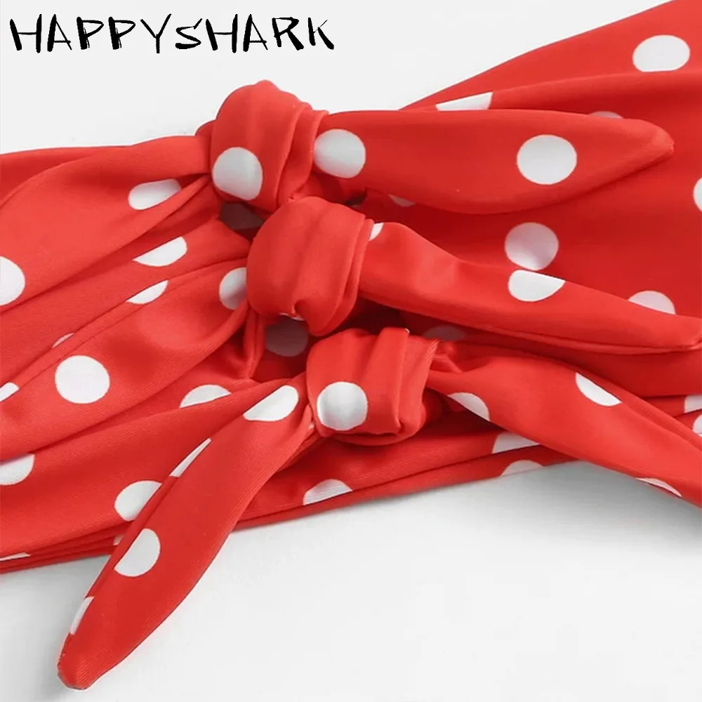 Женский купальник HAPPYSHARK бикини с высокой талией бандо в горошек 2 шт. | Женская