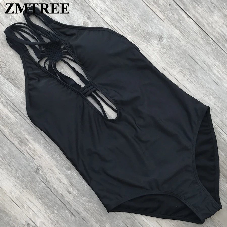 ZMTREE распродажа Черный Армейский зеленый купальник Женский цельный вязаный