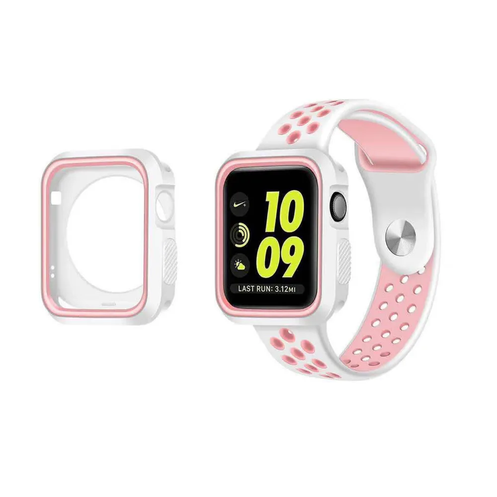 Силиконовый чехол для Apple Watch Series 3 2 1 чехол 42 38 мм спортивный ремешок полный резиновый защитный чехол для iWatch