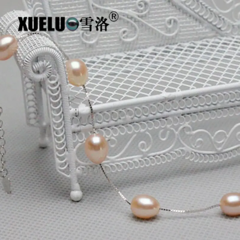 

XUELUO Trendy 925 Sterling Silver Chain Natural Fresh Water Pearl Bracelet