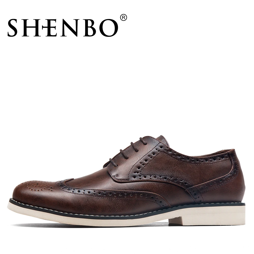 Бренд shenbo модные броги Для мужчин Оксфорд Повседневное туфли оксфорды для Модные