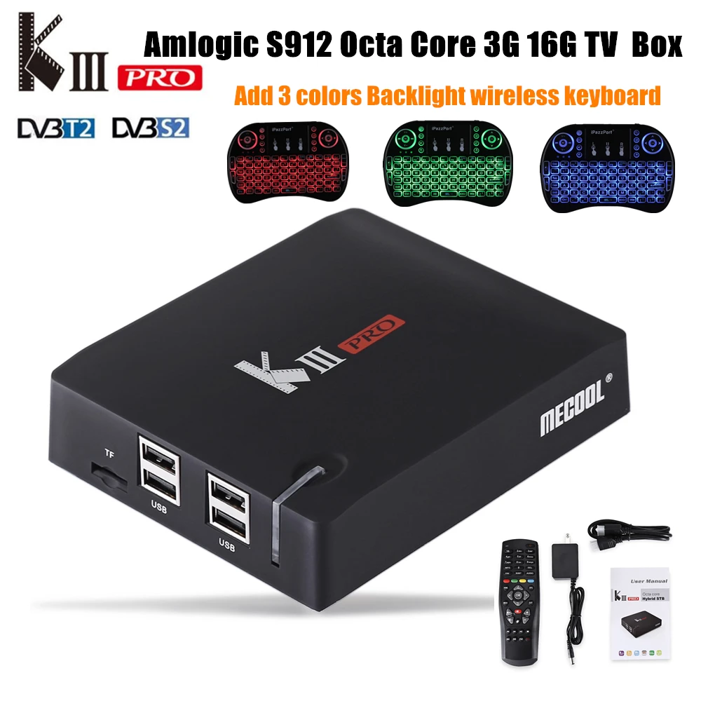 MECOOL KIII Pro Amlogic S912 Octa Core Android 6 0 ТВ коробка 3G RAM DDR3 16G ROM 4k WiFi Bluetooth4.0 HDMI 2 64Bit Media Player|media
