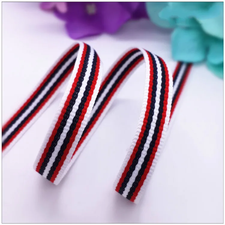 (1 м/лот) 1 см полосатая печатная лента Grosgrain упаковка для свадебного подарка