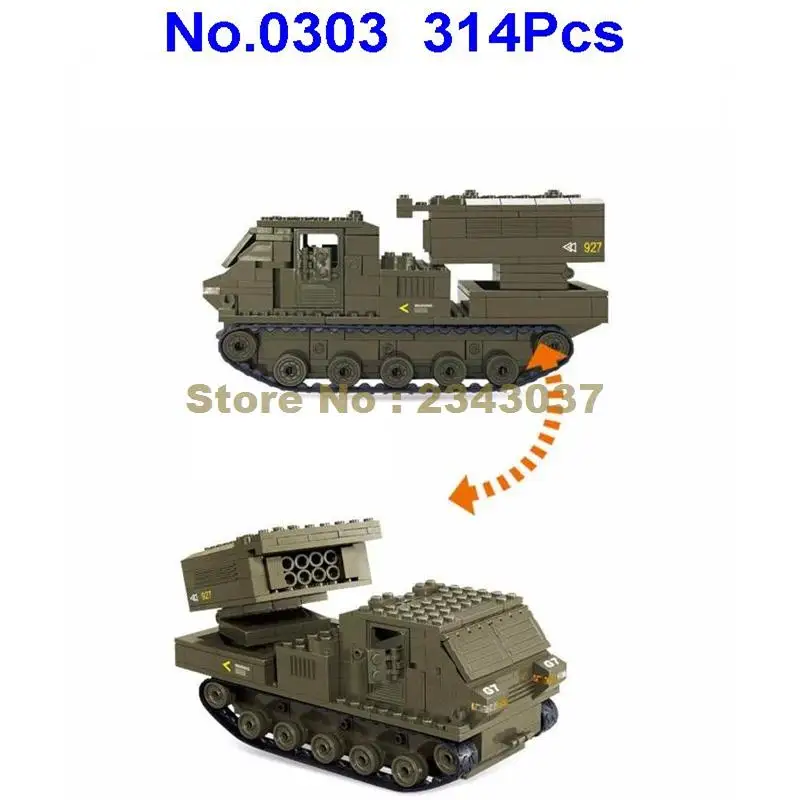 Sluban 0303 314 шт. Военная огромная армия оборона ракеты автомобиль танк строительный