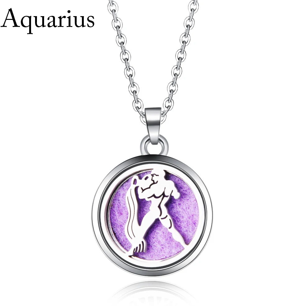 

Ожерелье для духов с изображением Водолея, нержавеющая сталь, магнитный диффузор эфирного масла для ароматерапии, подвеска медальон с аром...